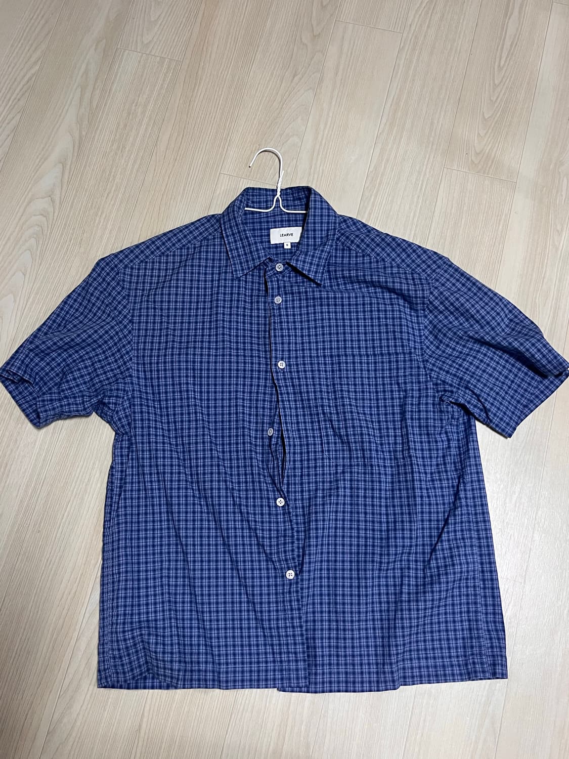 모먼트 워시드 블루체크 하프셔츠 s사이즈 상품이미지3