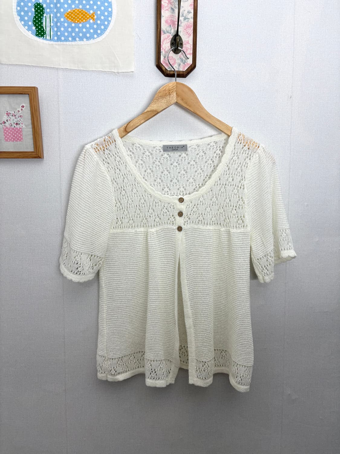 아이보리 반소매 니트 가디건 상품이미지1