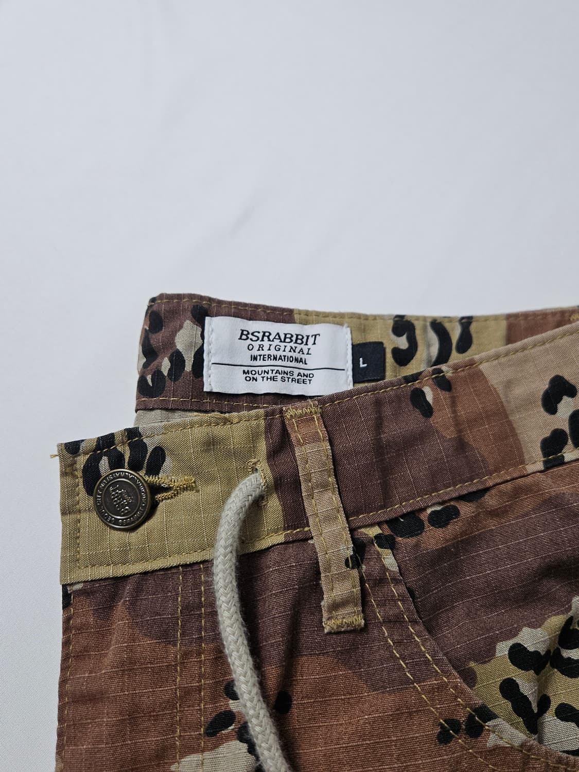 비에스래빗 카고 루즈핏 카모팬츠 스트링 코튼 워크 L 상품이미지4