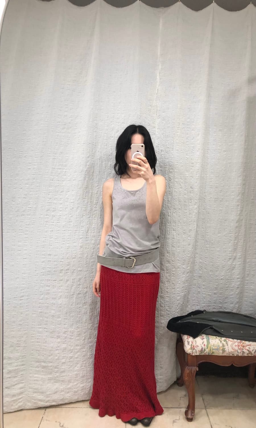 red knit maxi skirt 상품이미지5