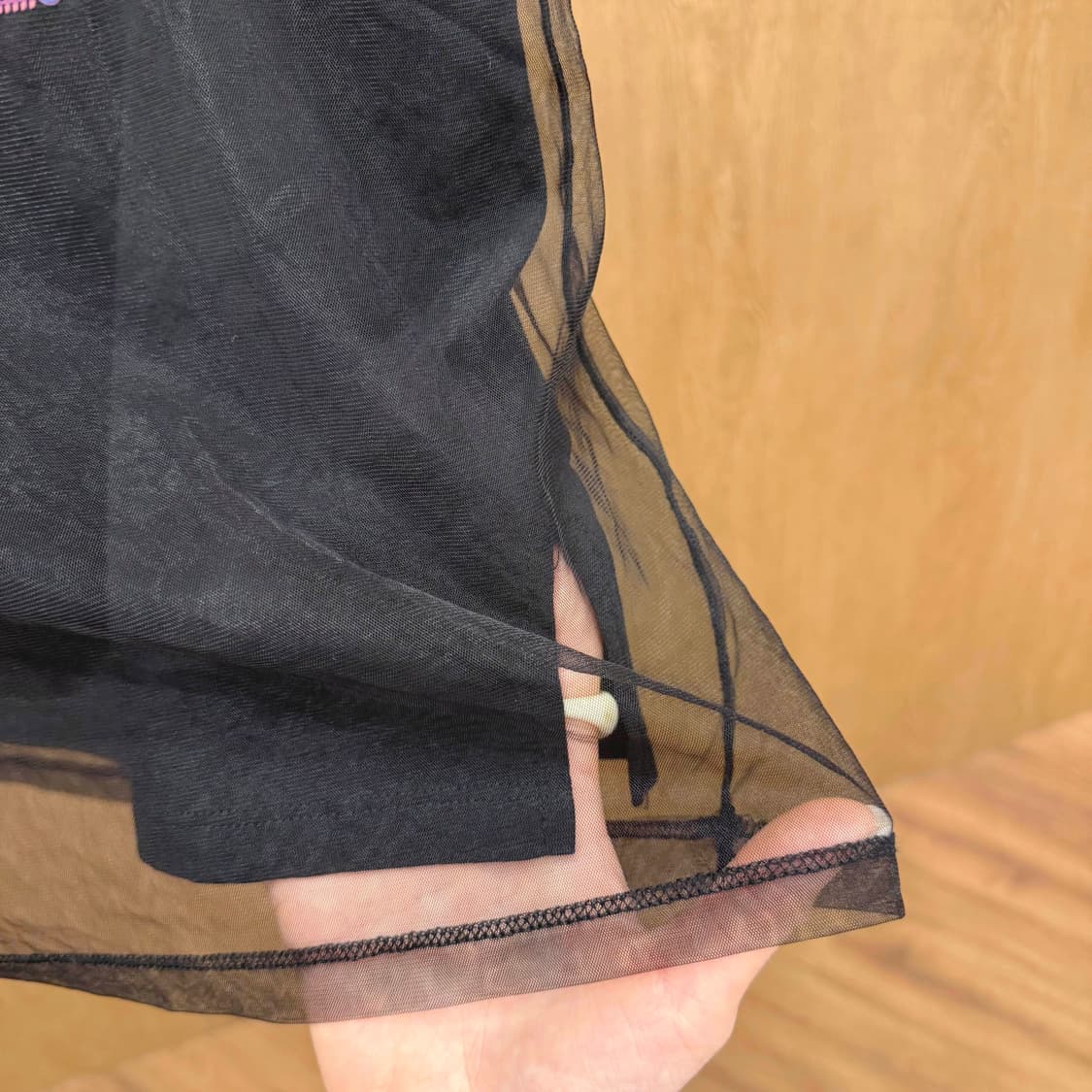 안나수이 시스루 레이어드 반팔 티셔츠 오리엔탈 패턴 디테일 블랙 상품이미지6