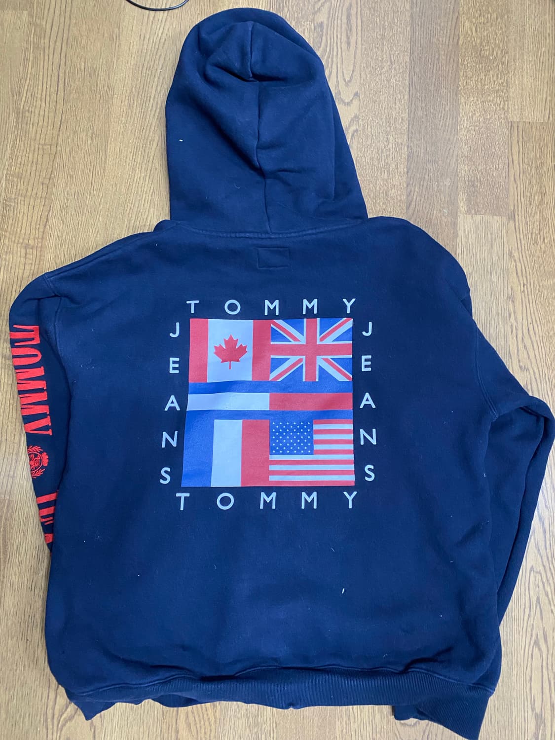 타미힐피거 만국기 후드 티셔츠 L 네이비 상품이미지3