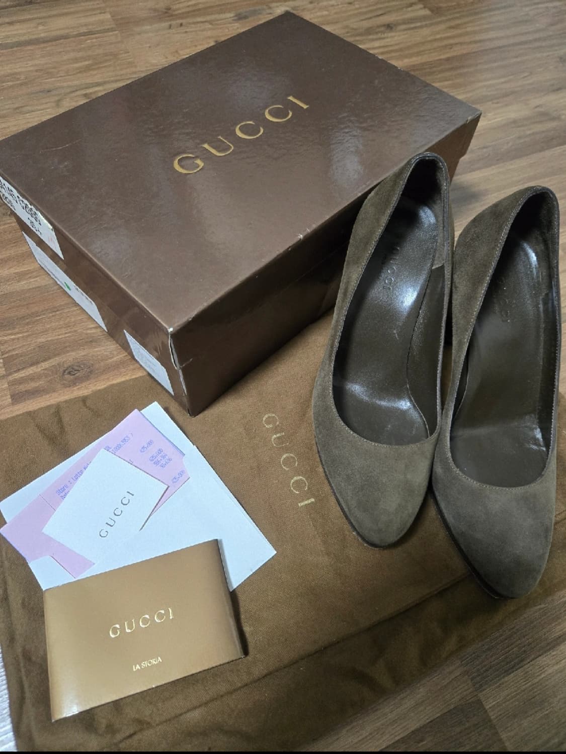 GUCCI 브라운 스웨이드 뱀부 스웨이드 펌프스 35 1/2 (225) 상품이미지1