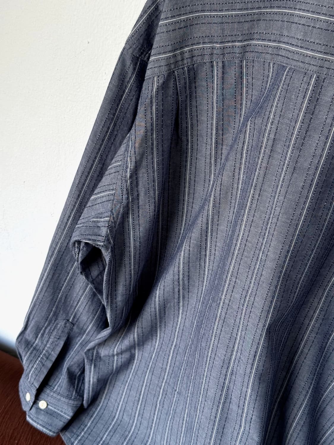 Jacquard stitch cotton stand collar shir 상품이미지4