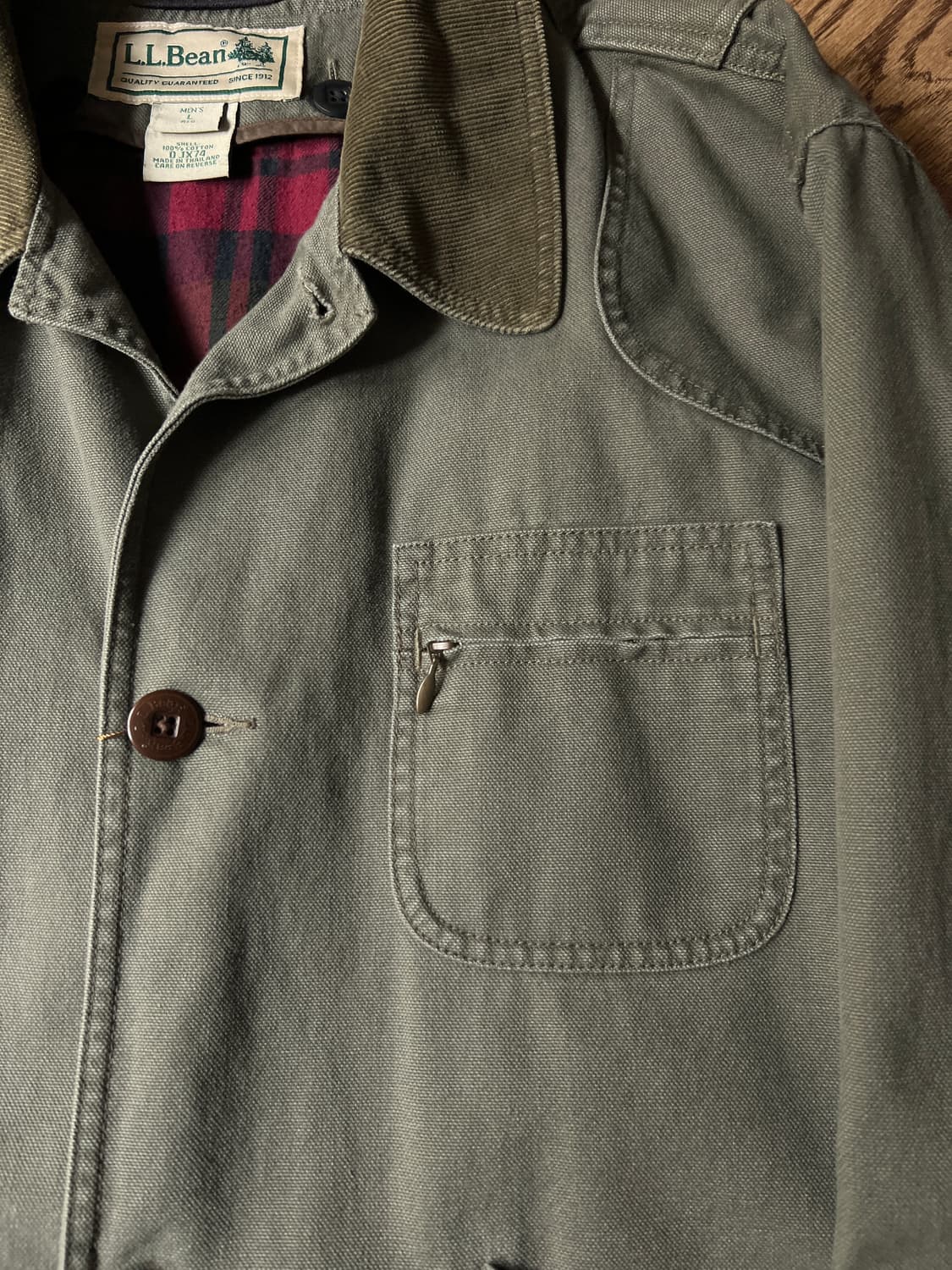 [L]L.L.Bean USA 엘엘빈 프리마로프트 체크라이닝 카키 헌팅자켓 상품이미지3