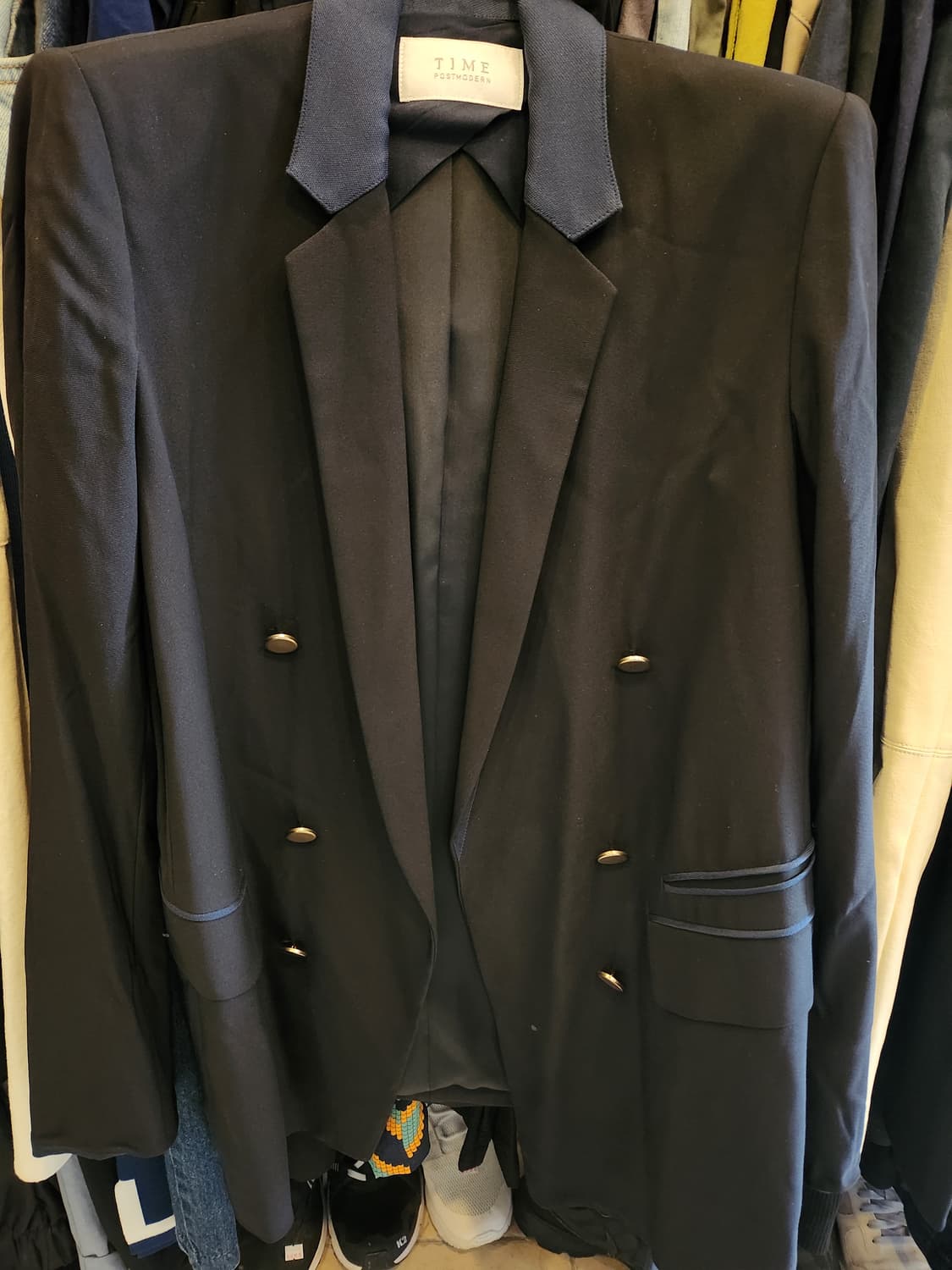 타임 블랙 더블 버튼 자켓 상품이미지1