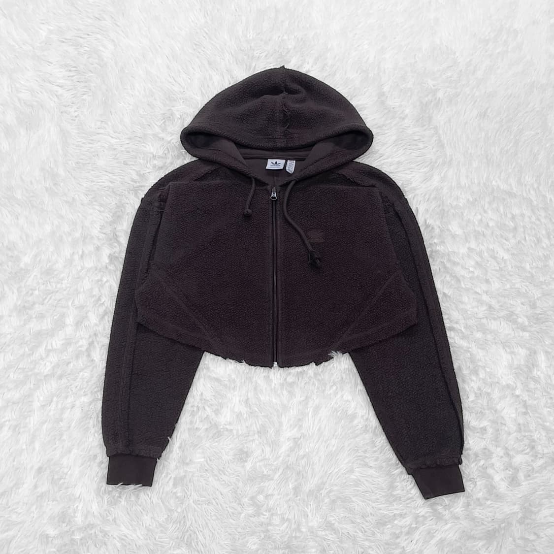 아디다스 트레포일 로고 크롭 후드집업 브라운 상품이미지2