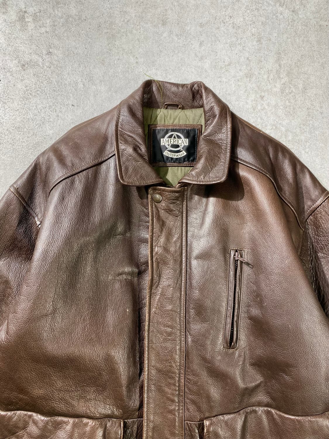 [L-XL] AMERICAN OUTWEAR 브라운 리얼레더 자켓 상품이미지2