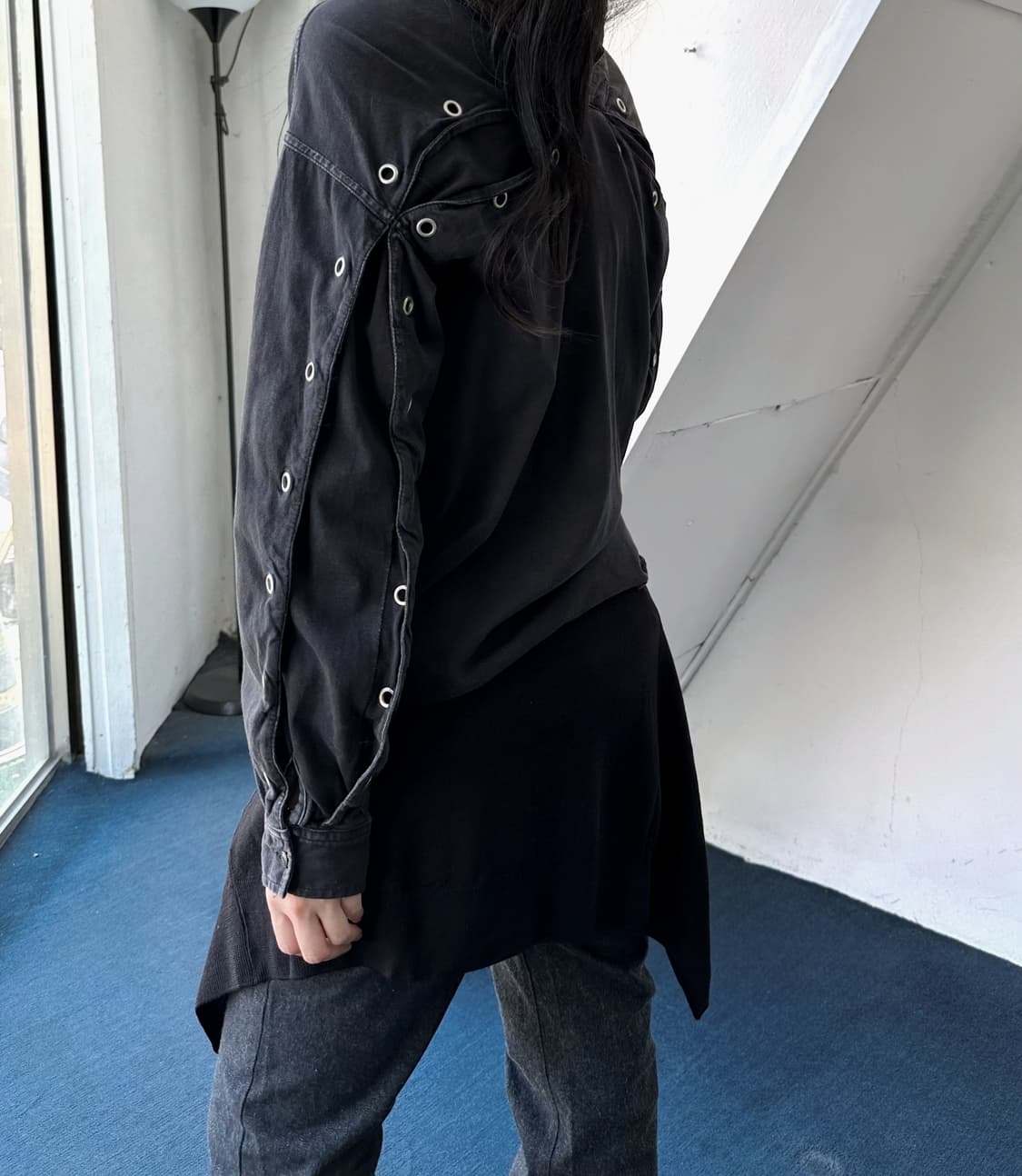 Irregular design wide collar cotton jers 상품이미지8