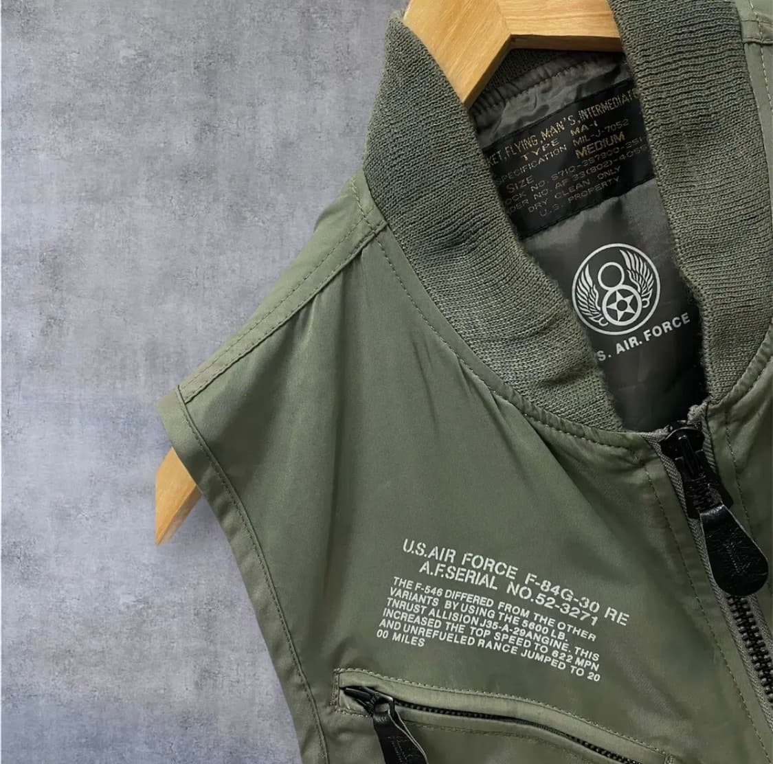 U.S AIR FORCE 항공 카키색 빈티지 조끼 M 상품이미지4