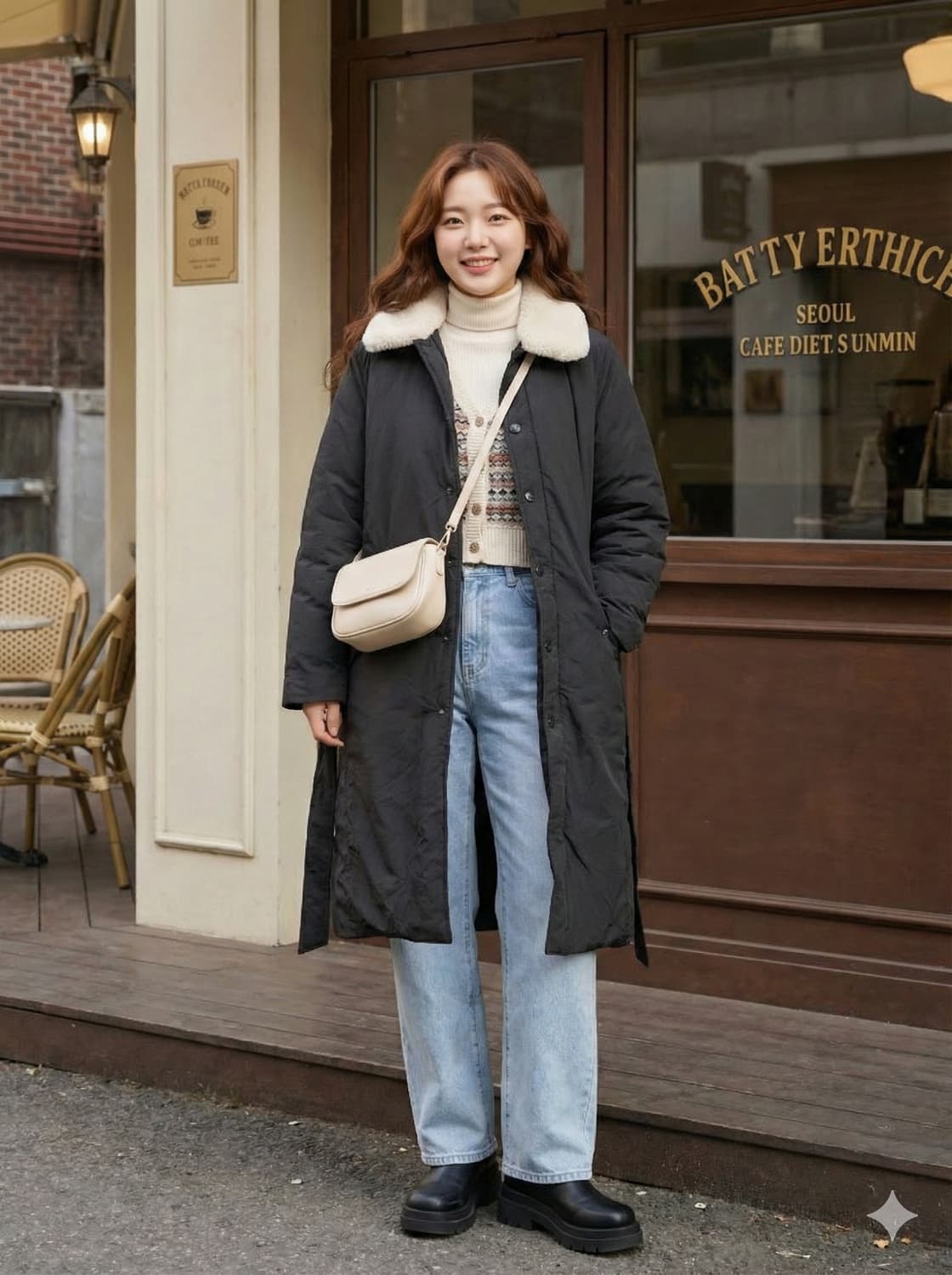 에디바우어 리얼 무스톤 구스다운 벨티드 롱코트 상품이미지1