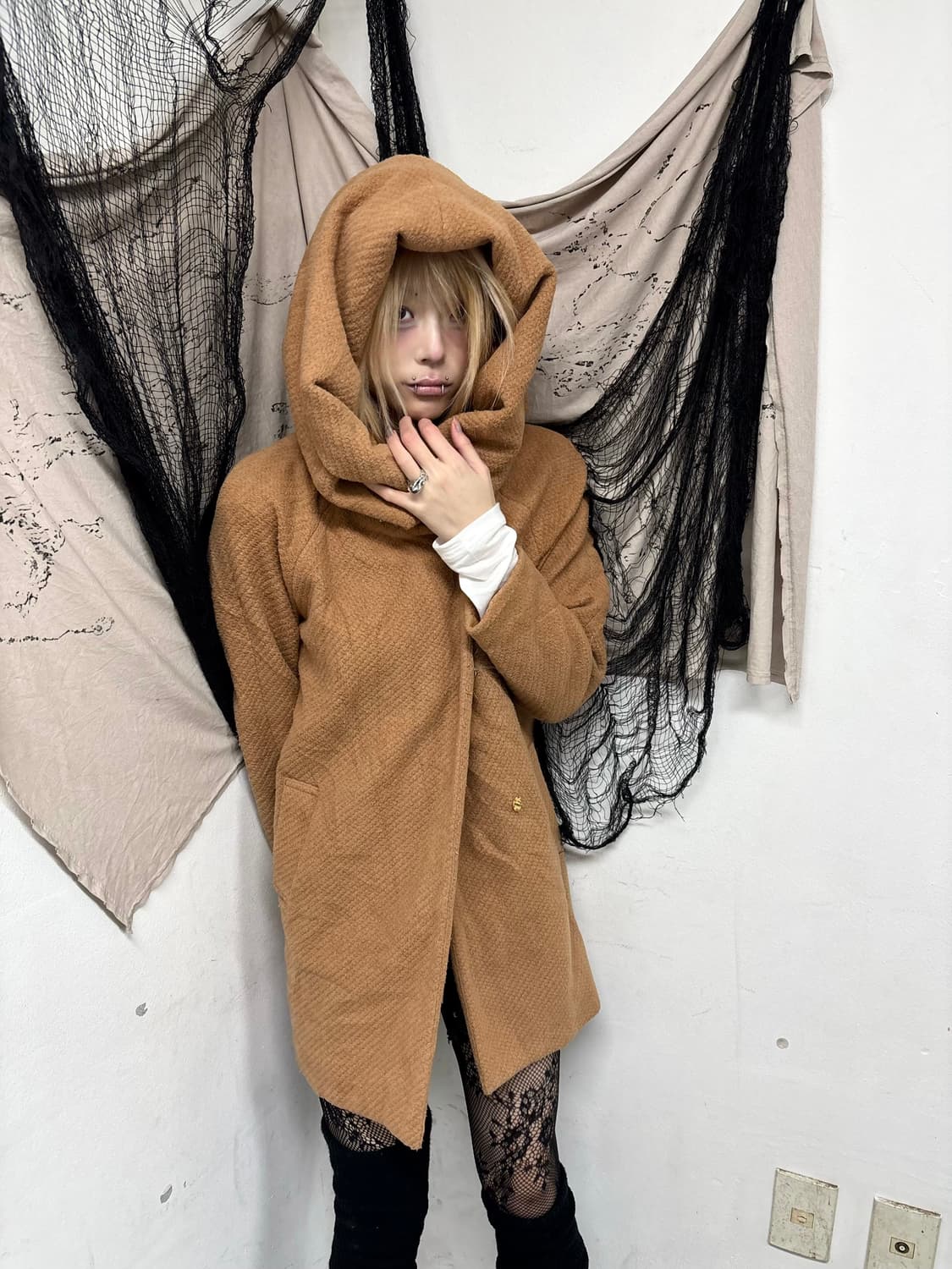Mori Girl Mood Over-Hoodie Beige Coat 상품이미지1