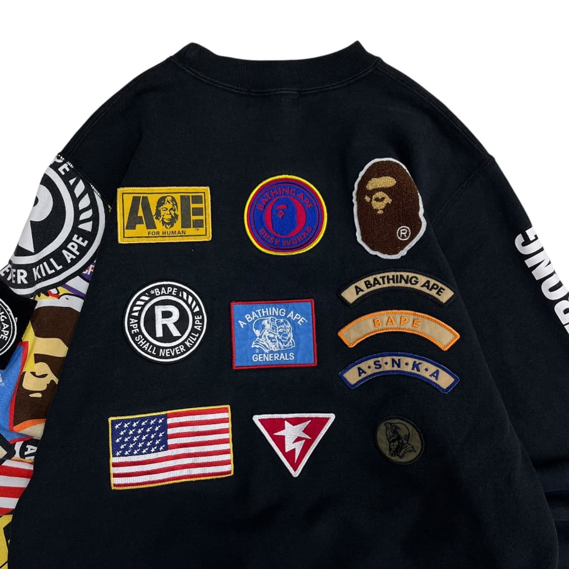 에이프 백패치 블랙 맨투맨 L 상품이미지8