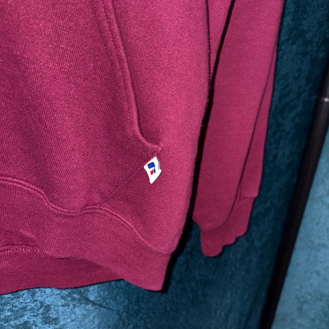 (S) 00s 러셀 버건디 프린팅 후드티 상품이미지4