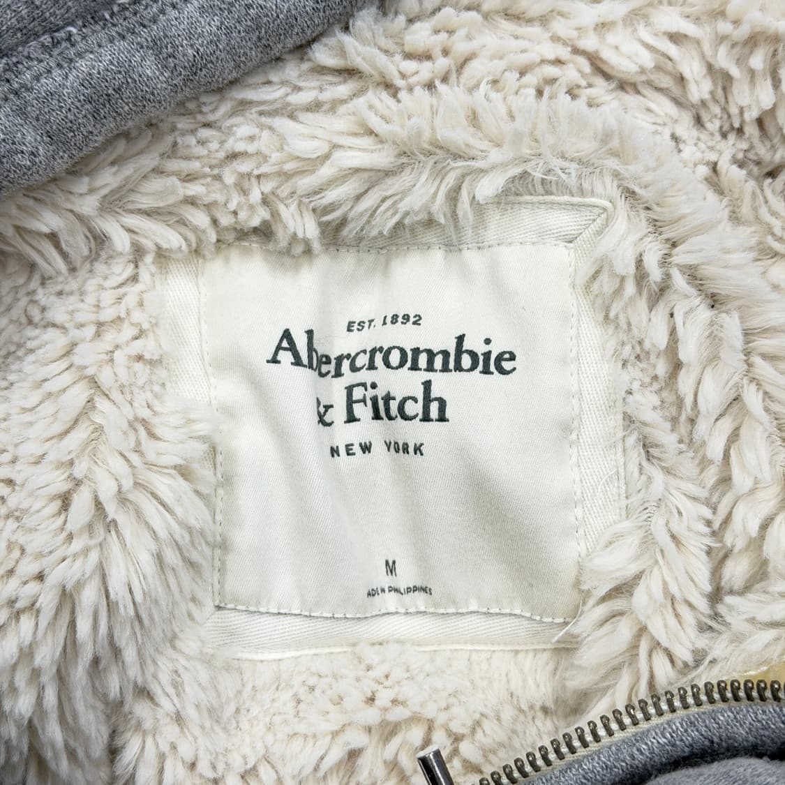 아베크롬비 빈티지 Y2K 쉐르파 양털 후드집업 자켓 그레이 M 상품이미지4