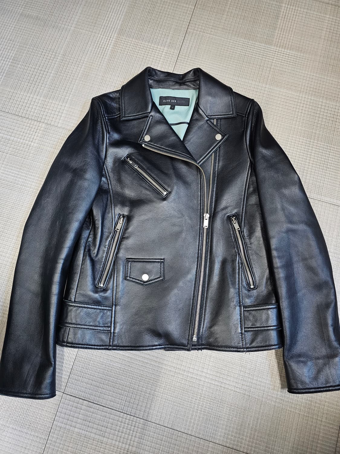 올리브데올리브 블랙 양가죽 라이더 자켓 상품이미지1