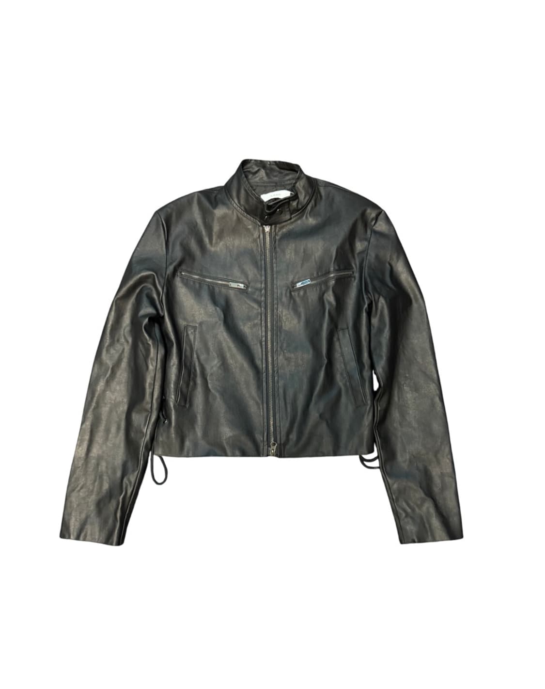 Side lace details leather jacket 상품이미지1