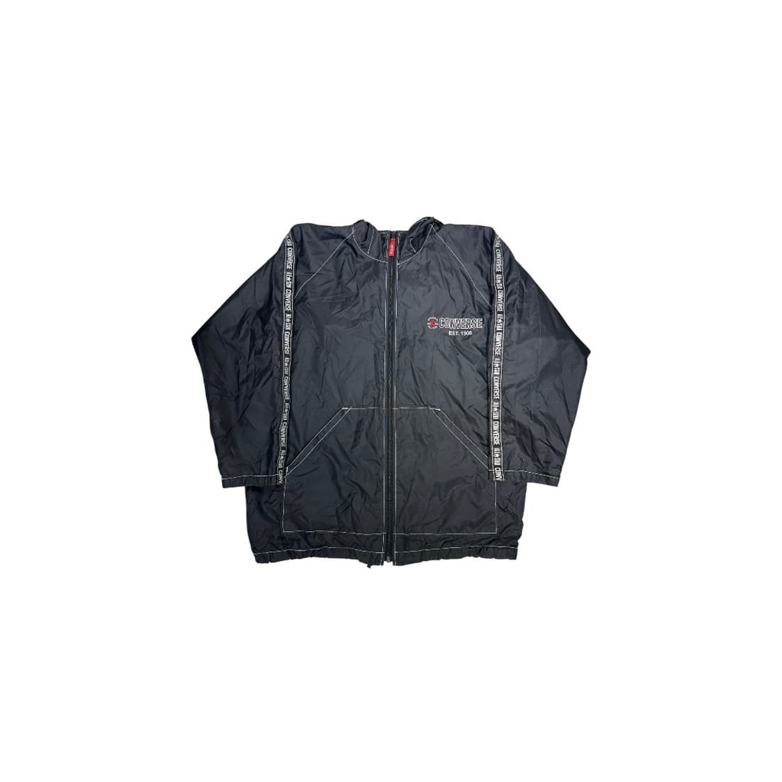 컨버스 블랙 후드 사이드 라인 바람막이 오버핏 트랙 자켓  상품이미지5