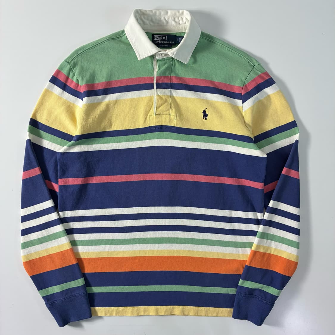 Polo  폴로 랄프로렌 자수 코튼 멀티 스트라이프 럭비티   상품이미지1