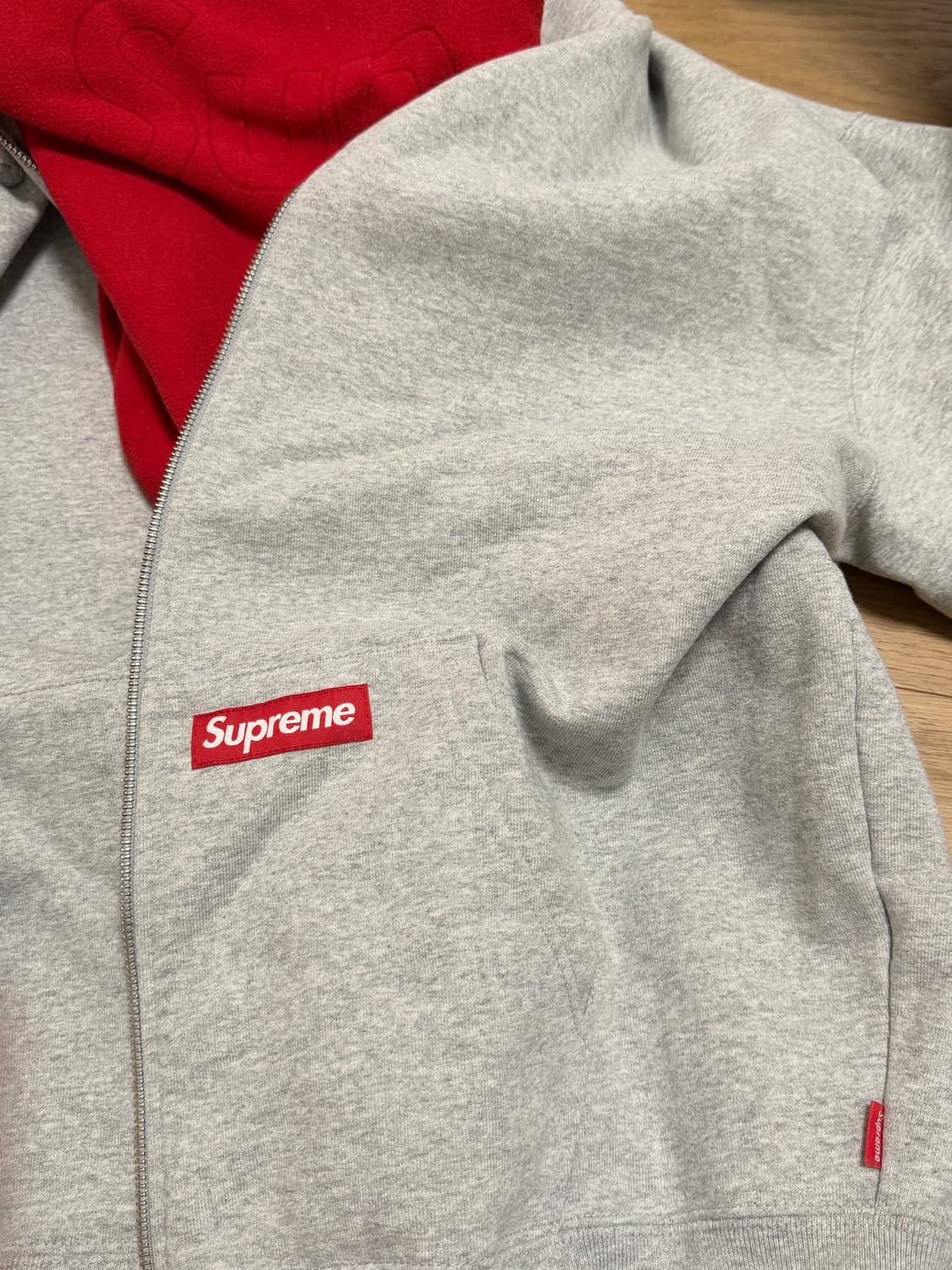 슈프림 더블 후드 페이스마스크 집업 후드 스웨트셔츠 헤더 그레이 - 22 상품이미지6