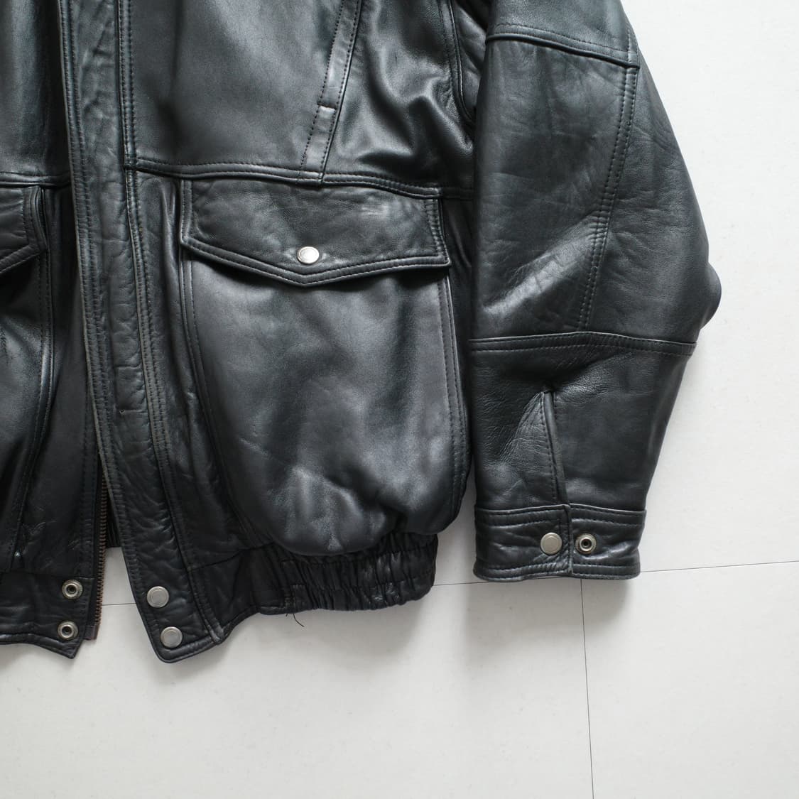 블루버드 90s 양털탈부착 레더항공자켓 L (YKK) 상품이미지3