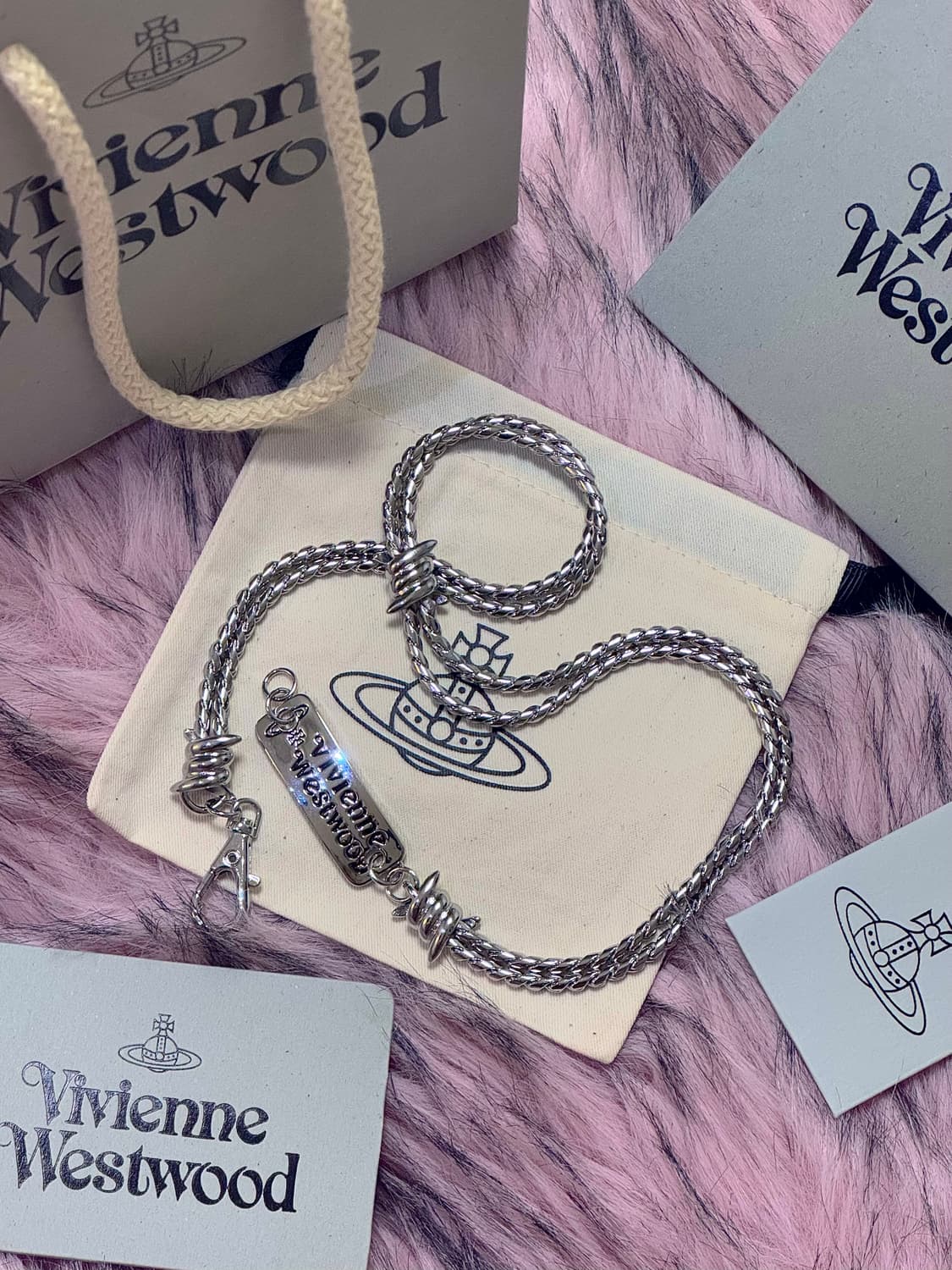 비비안웨스트우드 남녀공용 체인 로프 초커 로고 목걸이 오네갸루 펑크 상품이미지4