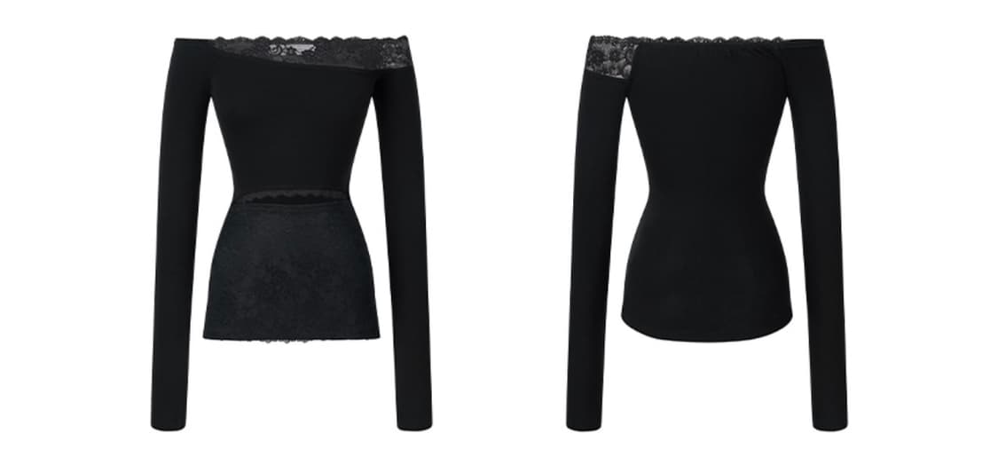 일리오 Black lace off shoulder longsleeve 상품이미지2