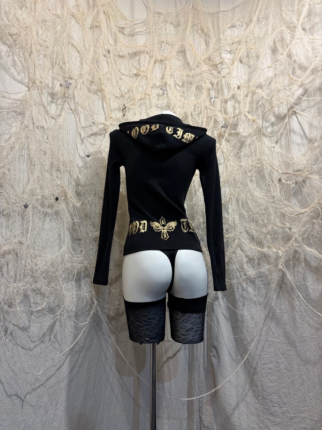 Y2K Punk gold Layered hoodie-zip up 상품이미지6