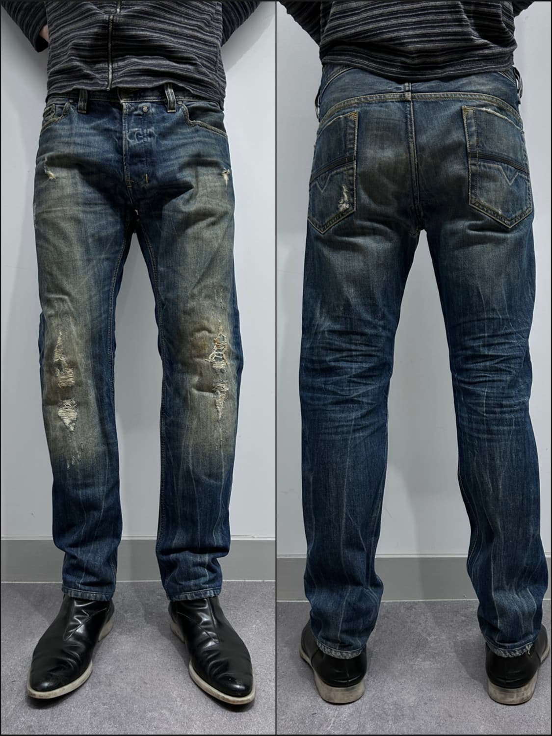 디젤 사파도 디스트레스드 데님 팬츠 상품이미지1