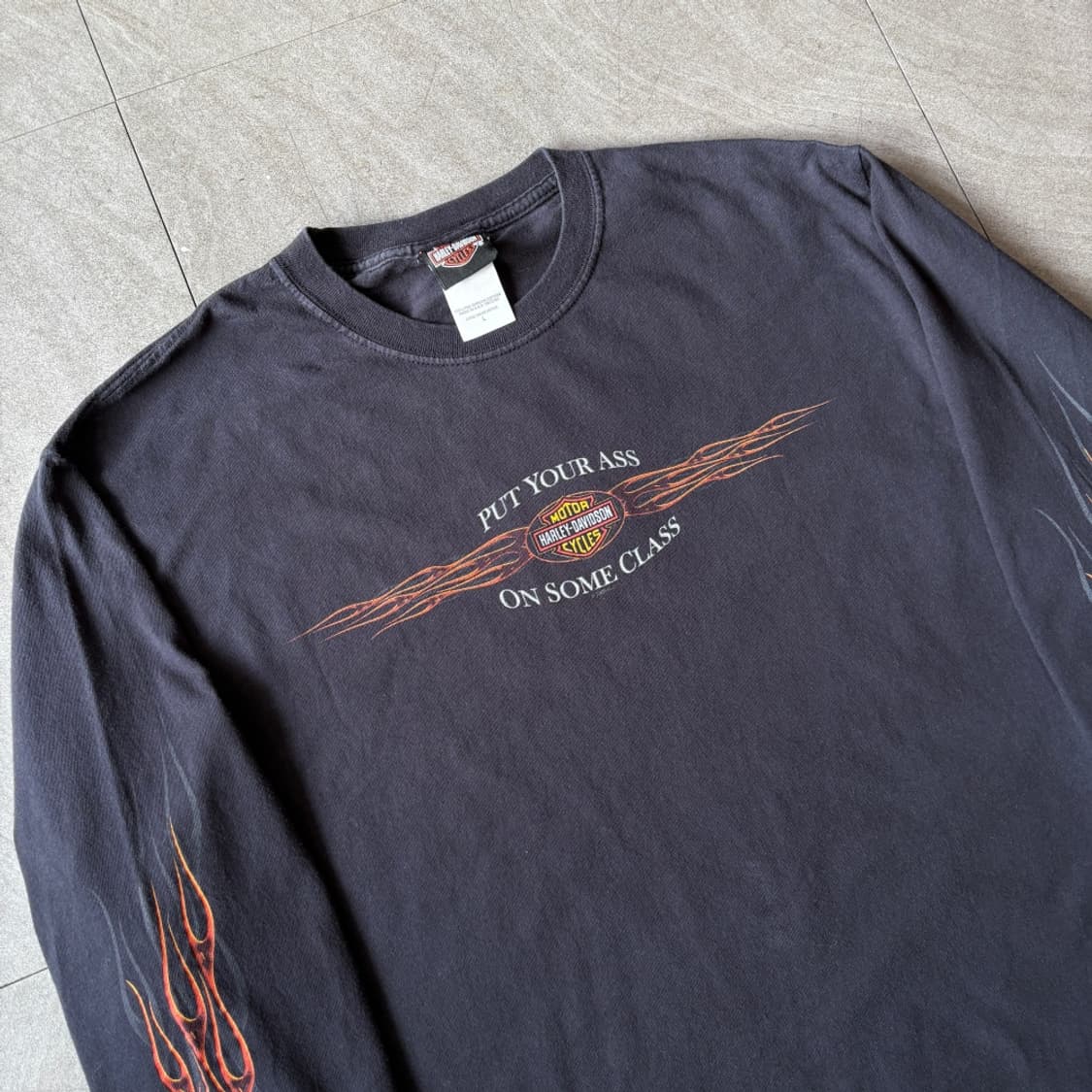 할리데이비슨 미국 생산 블랙 플레임 긴팔 티셔츠 상품이미지2