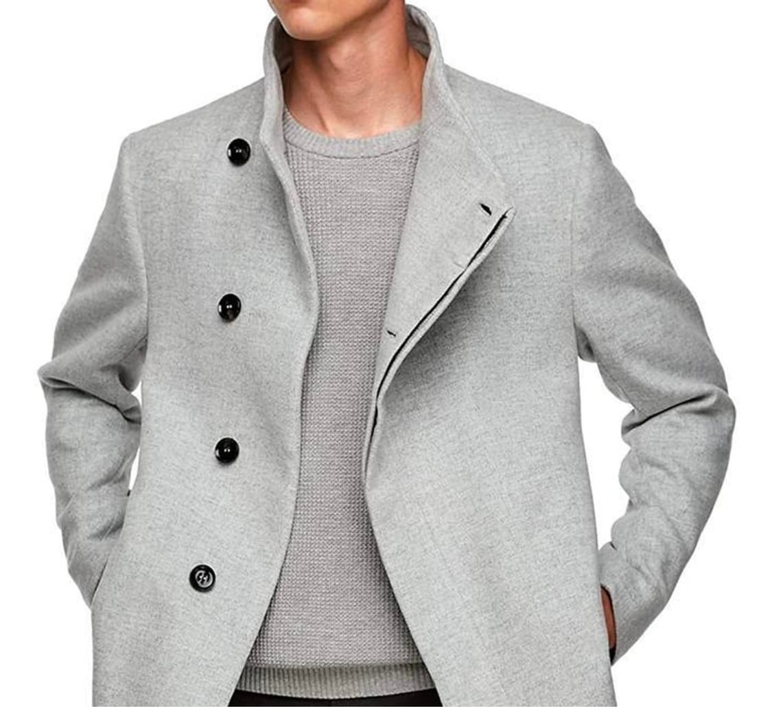 자라 맨 언밸런스 다이애거널 그레이 코트 M 상품이미지2