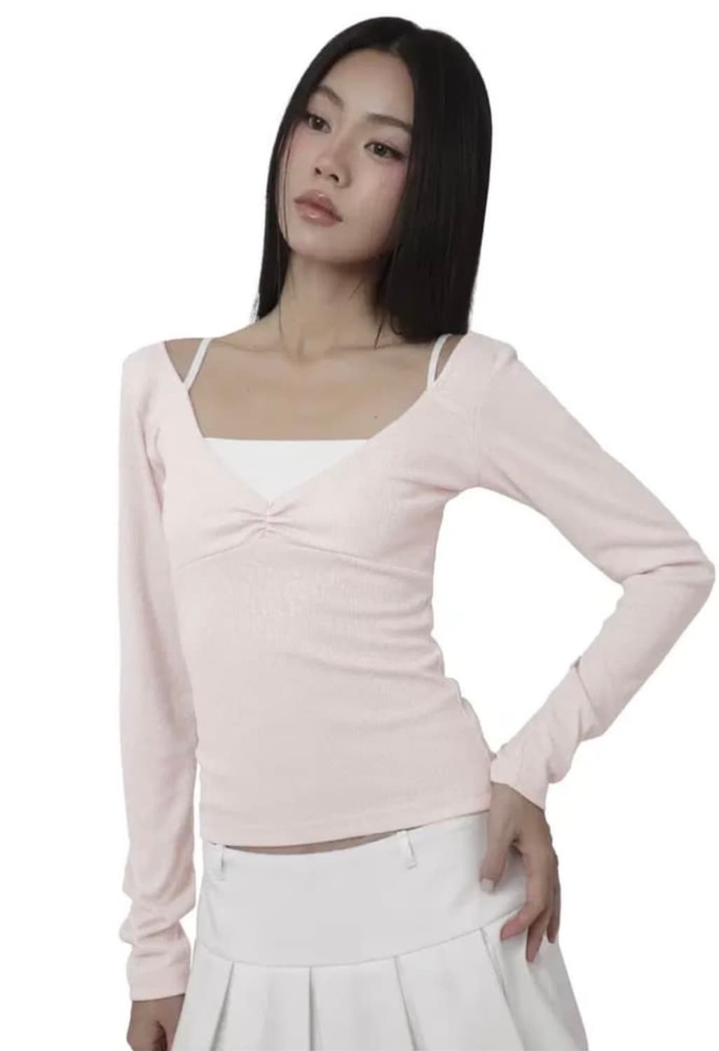 클리시어 세레나데 셔링 레이어드 탑 상품이미지2