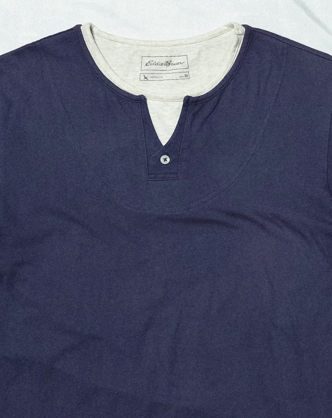 [M] 에디바우어 페이크 레이어드 헨리넥 티셔츠 (네이비) 상품이미지8