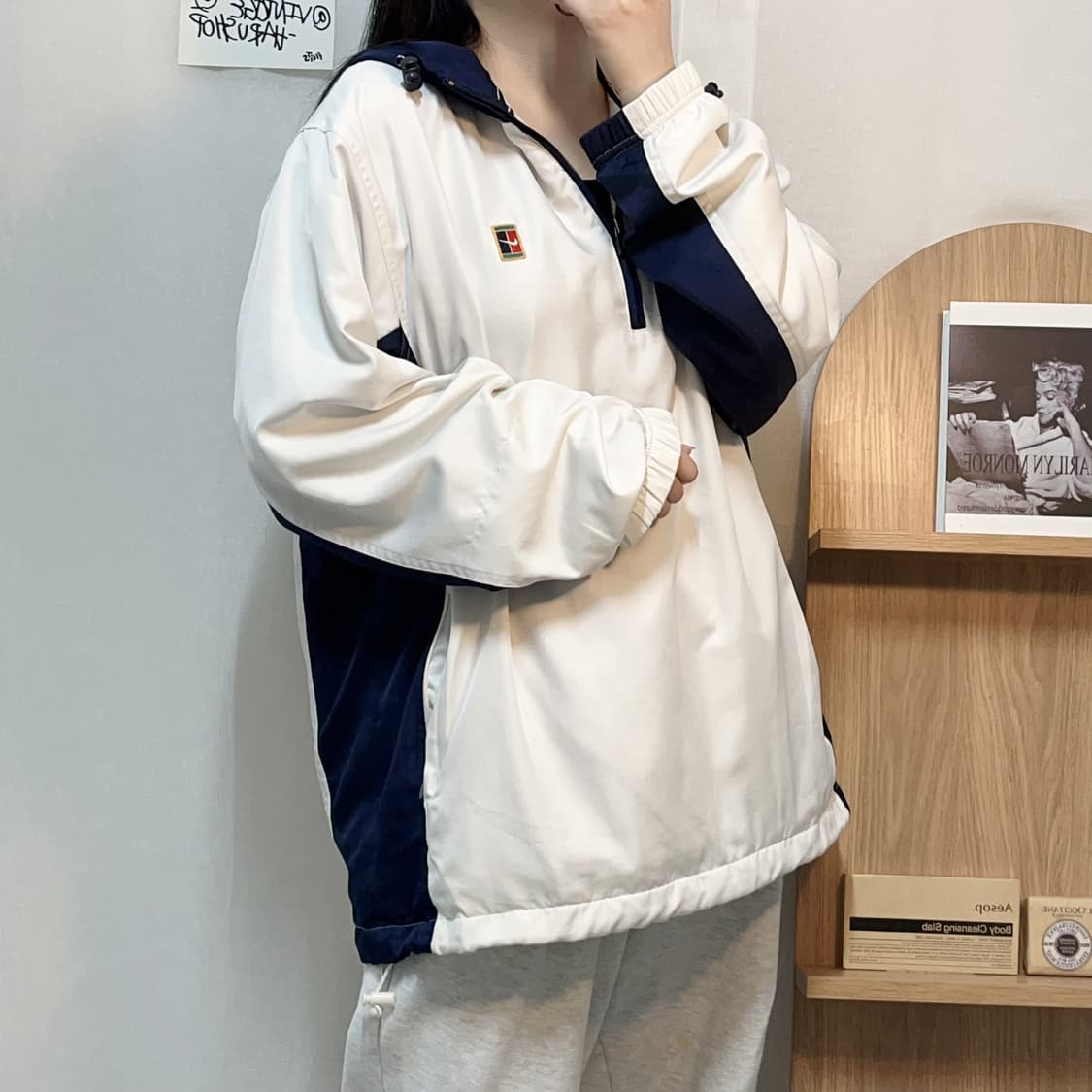 [정품] 나이키 화이트 네이비 테니스라인 아노락 [ L ] 상품이미지3