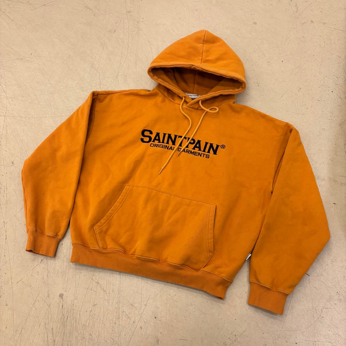 세인트페인 빅로고 오렌지 후드티 상품이미지1