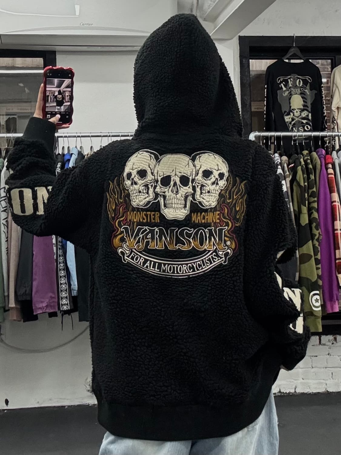 밴슨 레더 스컬 플리스 자켓 상품이미지5