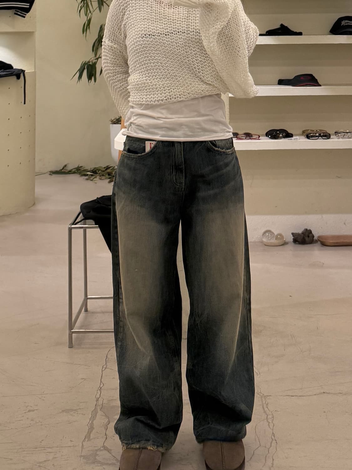 Oot 워싱 커브드 데님 팬츠 U645 상품이미지1