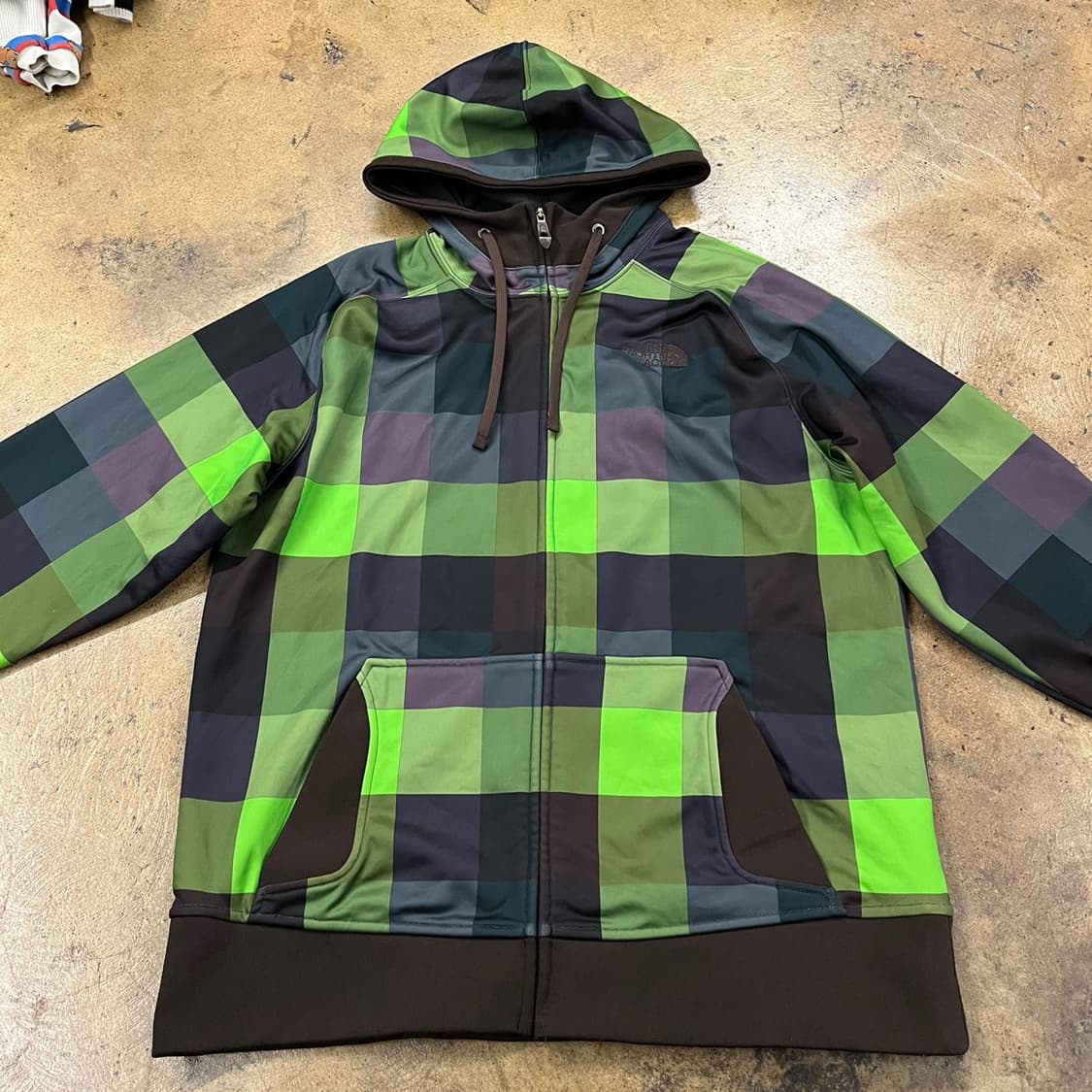 [정품/L] 노스페이스 체크 후드집업 그린 b8 상품이미지3