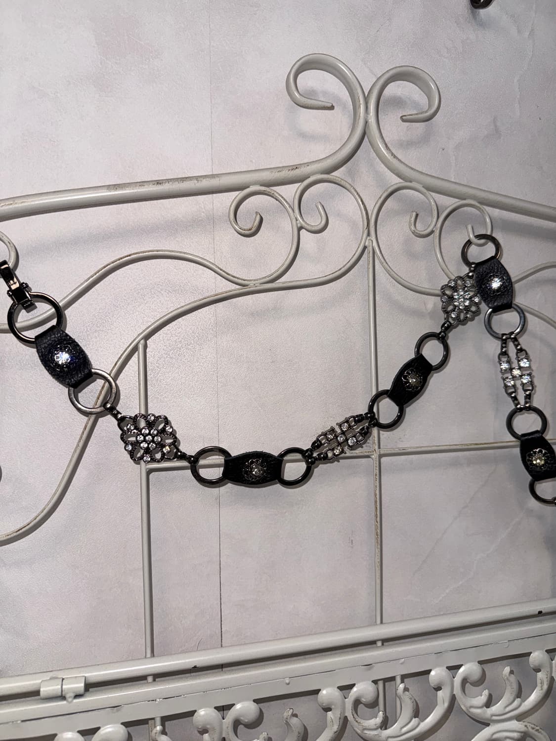 Black oriental flower cubic chain belt  상품이미지2