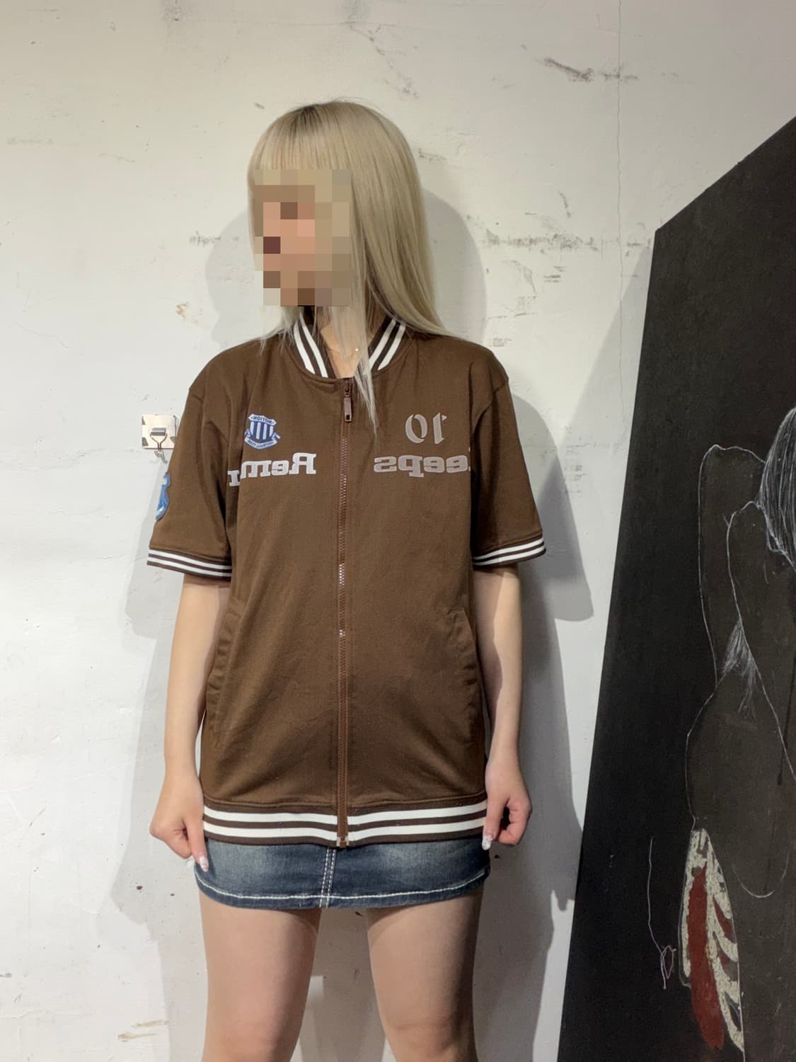 JPN 일본빈티지 keeps 브라운 와투케 레터링 져지 트랙탑 M 상품이미지2