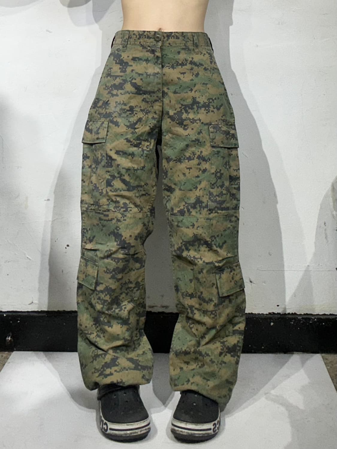 빈티지 카키 베이지 카모 와이드 카고 팬츠 상품이미지2