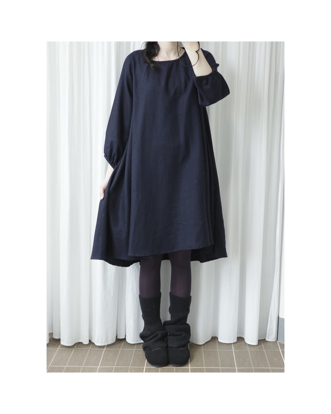 Navy A-line one-piece 상품이미지6