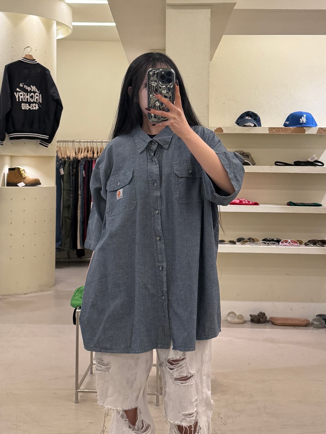 칼하트 반팔 워크셔츠 블루 U1148 상품이미지1