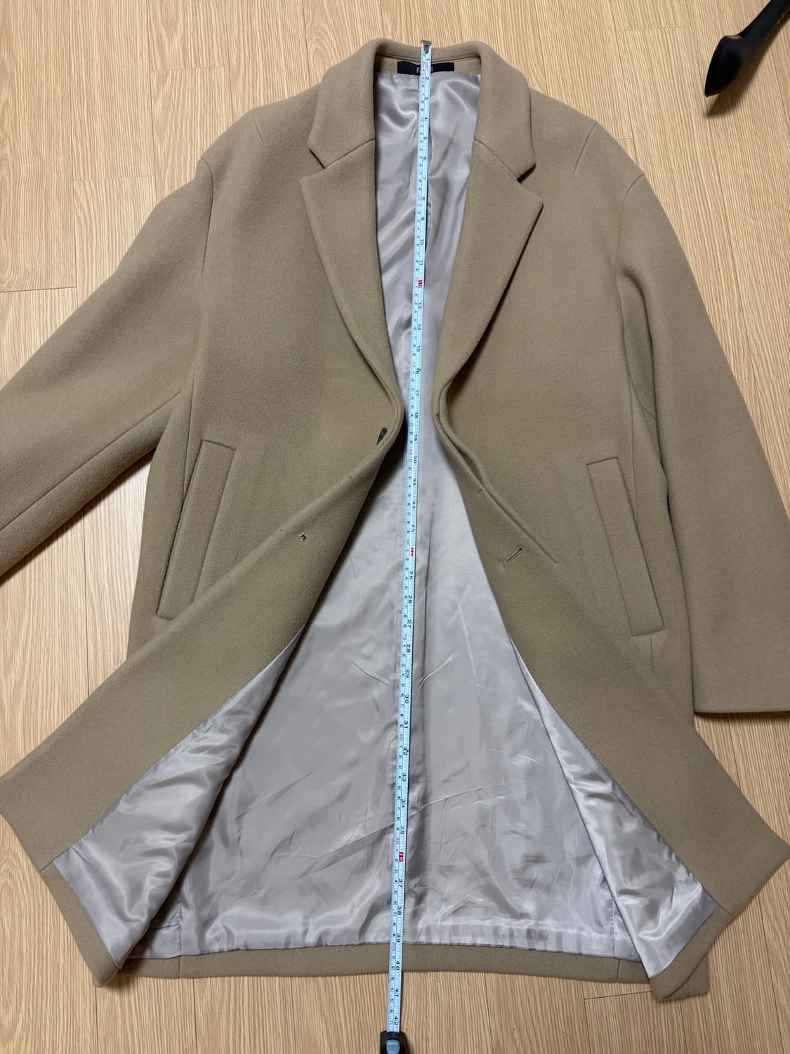 지오송지오 캐시미어 혼방 세미오버 코트 크림색 105 S급 상품이미지5