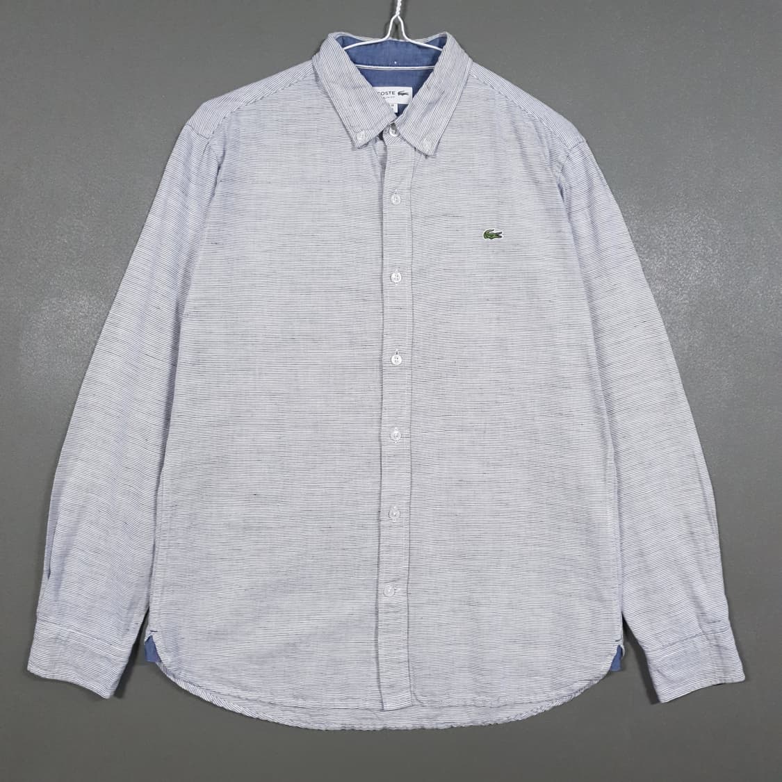 95) 라코스테 신형 크록 가로 스트라이프 코튼 린넨 셔츠 버트다운 남방 상품이미지1