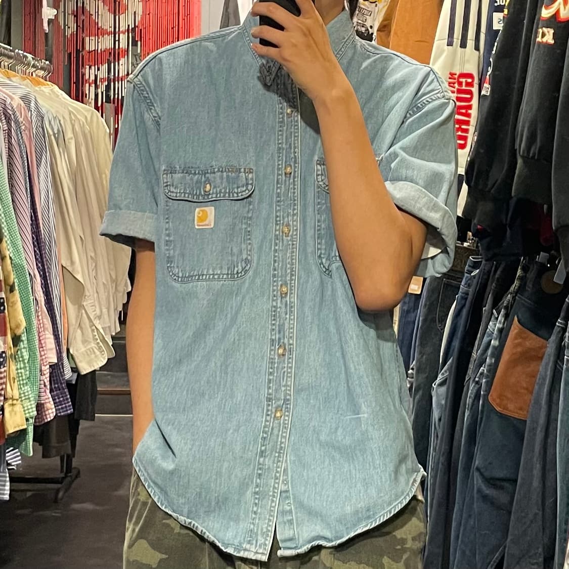 [IM] carhartt 칼하트 연청 데님 반팔셔츠 상품이미지3