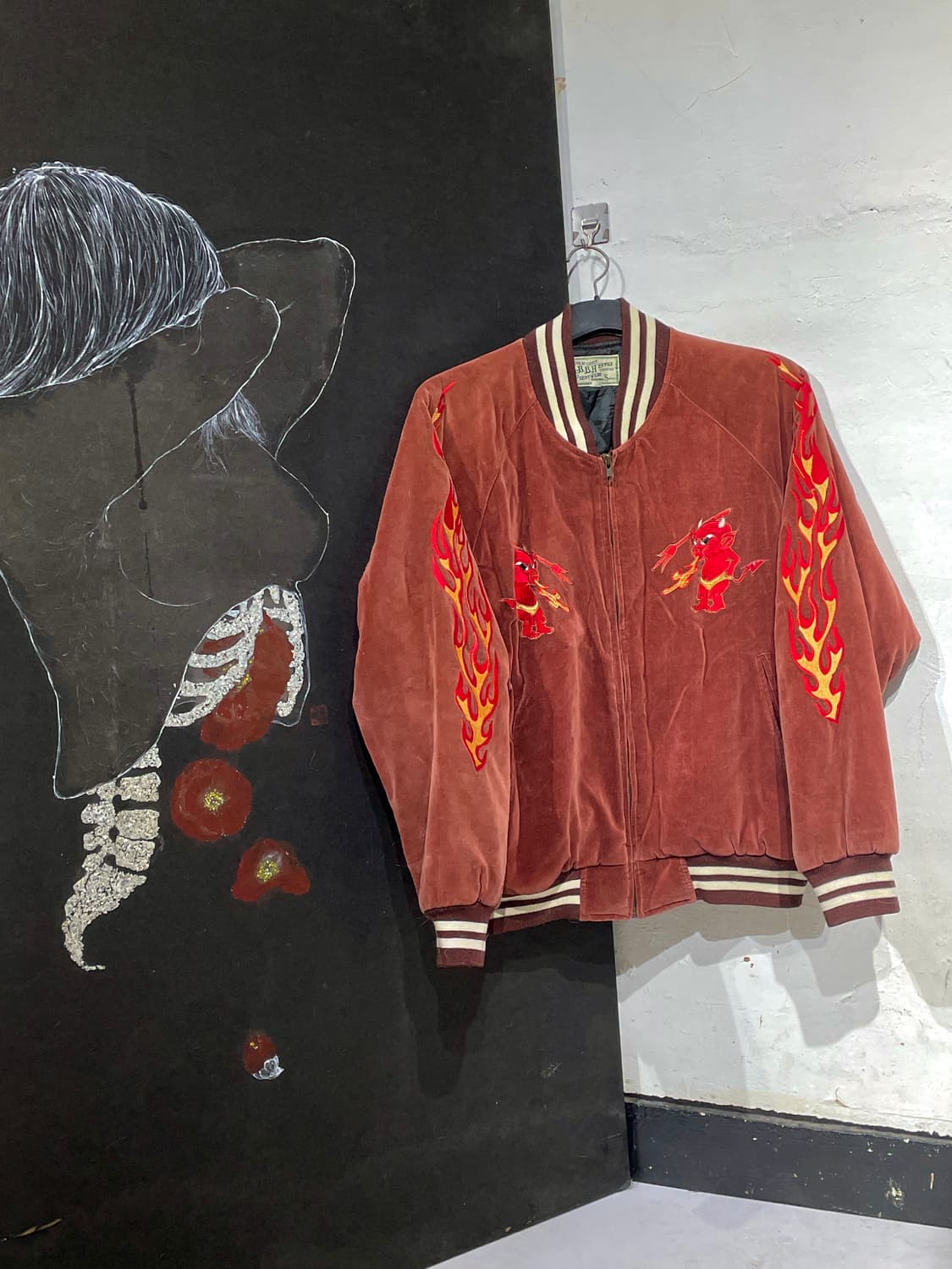 JPN 일본 브랜드 BBH 벨벳 빅로고 재패니즈 자수 스카잔  L 상품이미지2