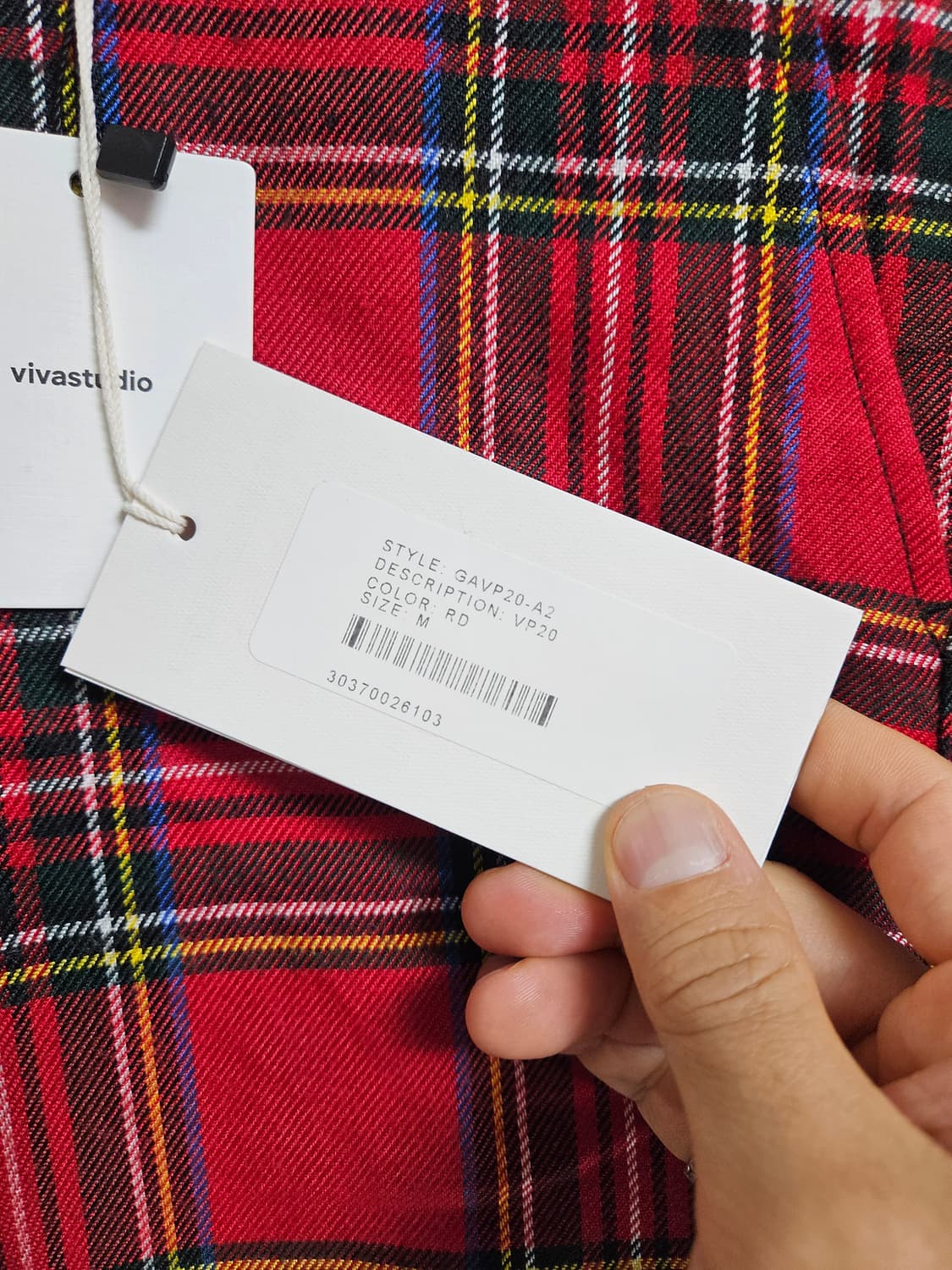 비바스튜디오 vivastudio 펑크 레드 타탄 체크 바지 M 새상품 상품이미지3