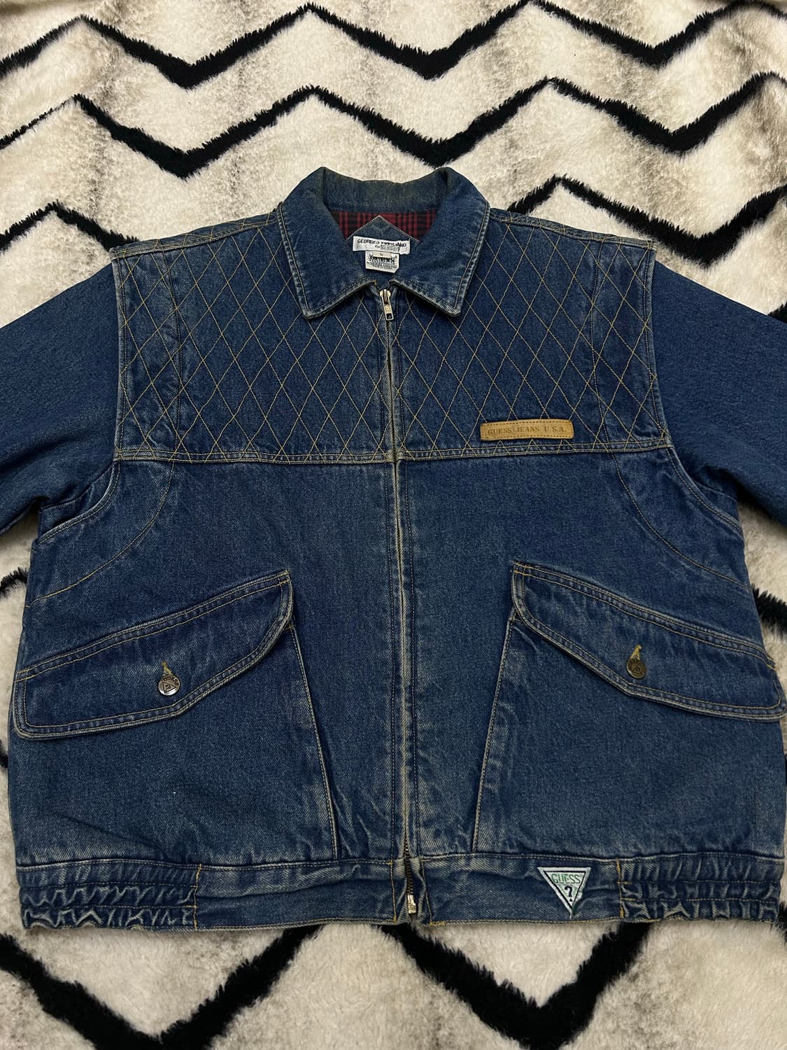 [L]게스 90s 조르주 마르키아노 데님 봄버 자켓/진청 상품이미지3