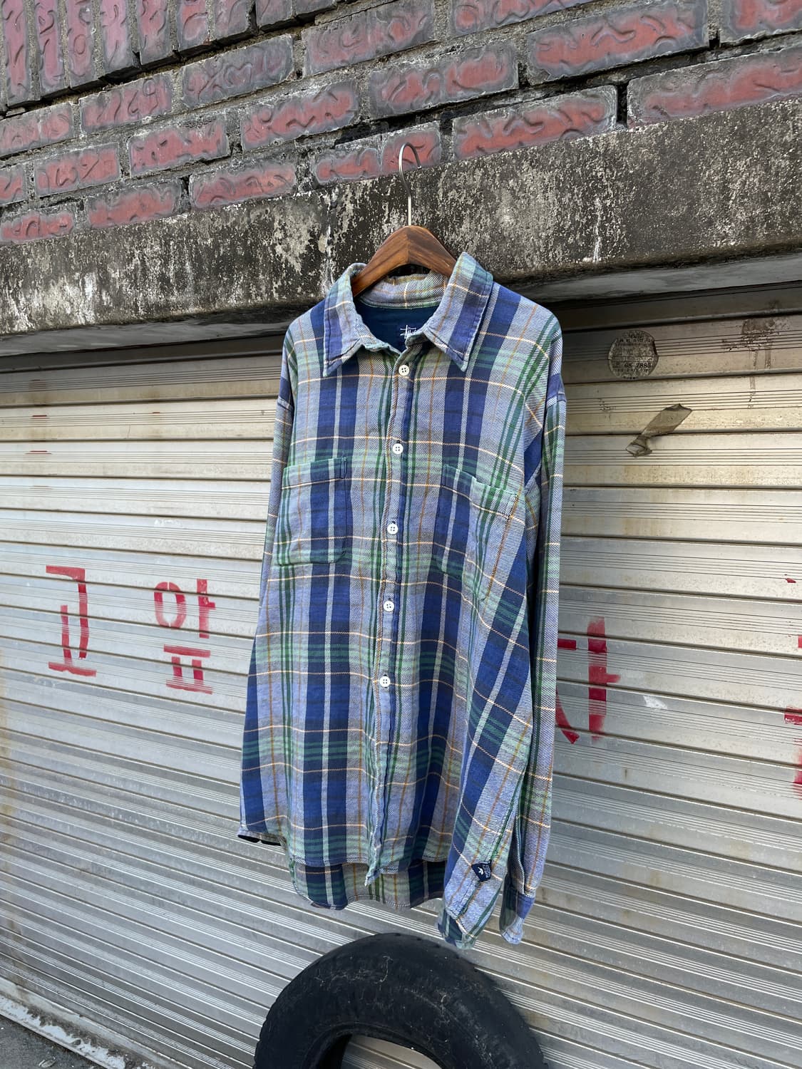 90-00s Stussy Flannel Faded Check Shirt 상품이미지1